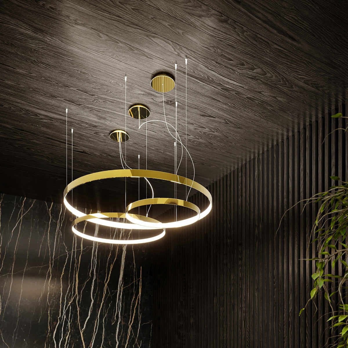 Pendant lamp Ring Solis 78 polished gold LED 3000K