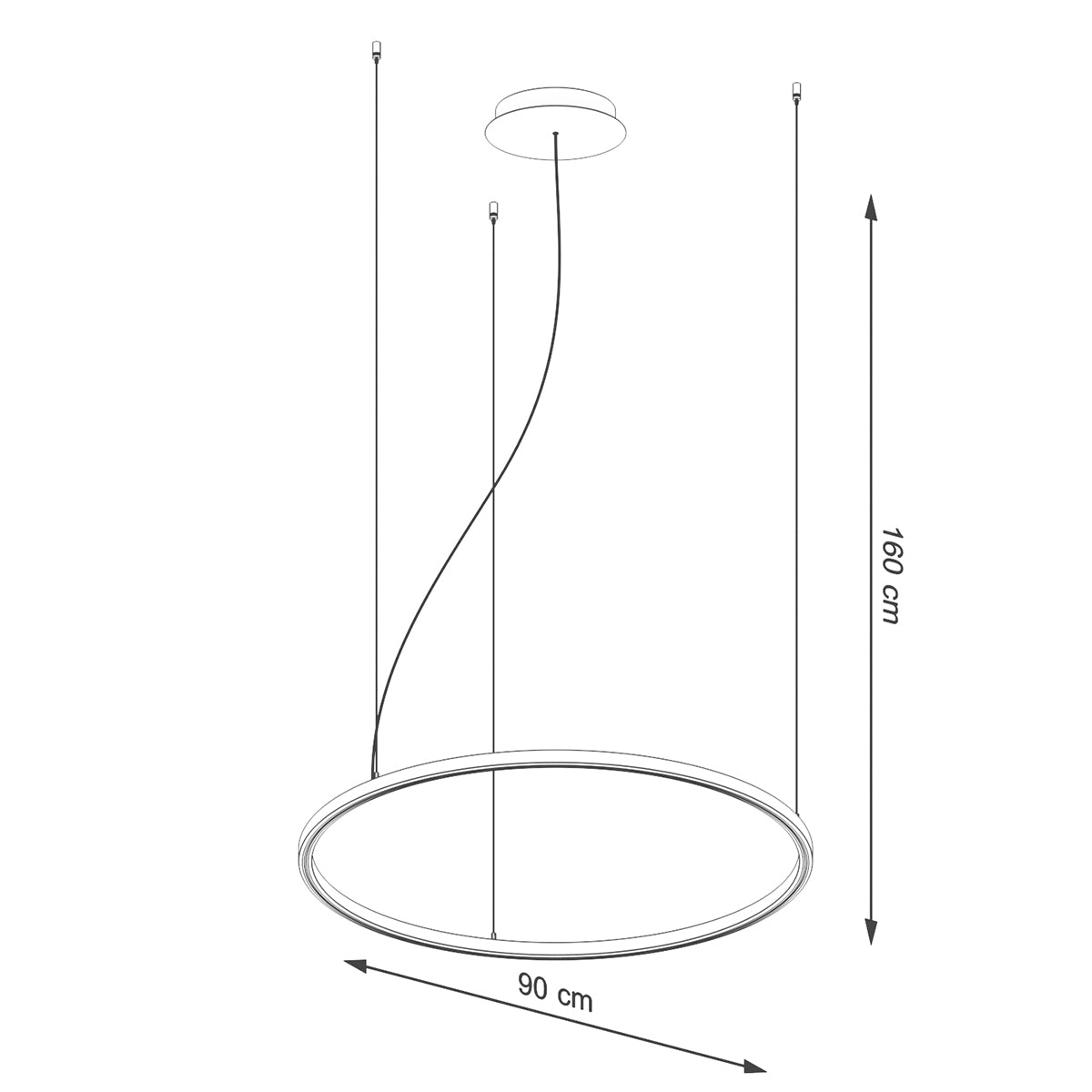 Ring Éclat 80 schwarzer LED-Kronleuchter 3000K