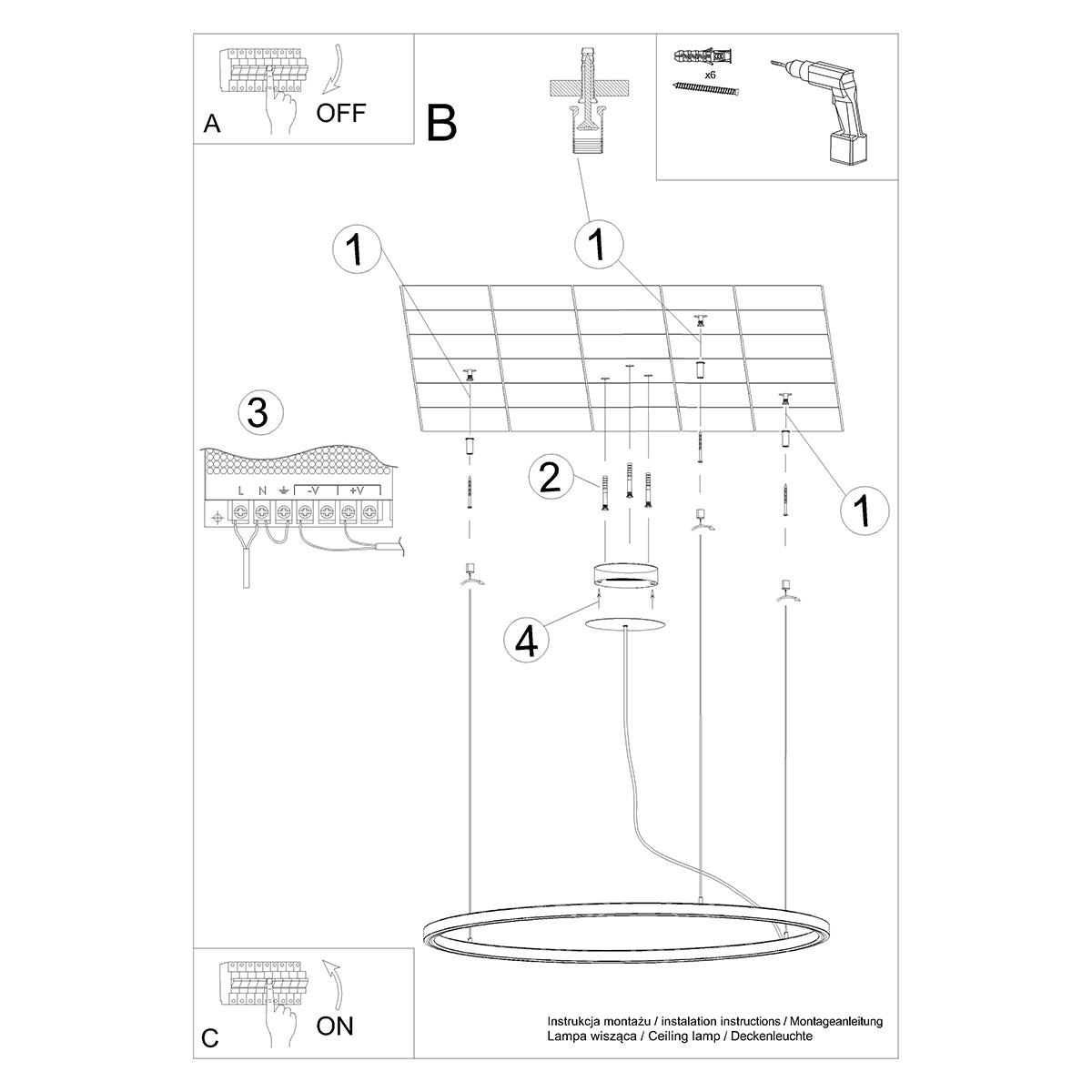 Ring Éclat 80 black LED 3000K chandelier