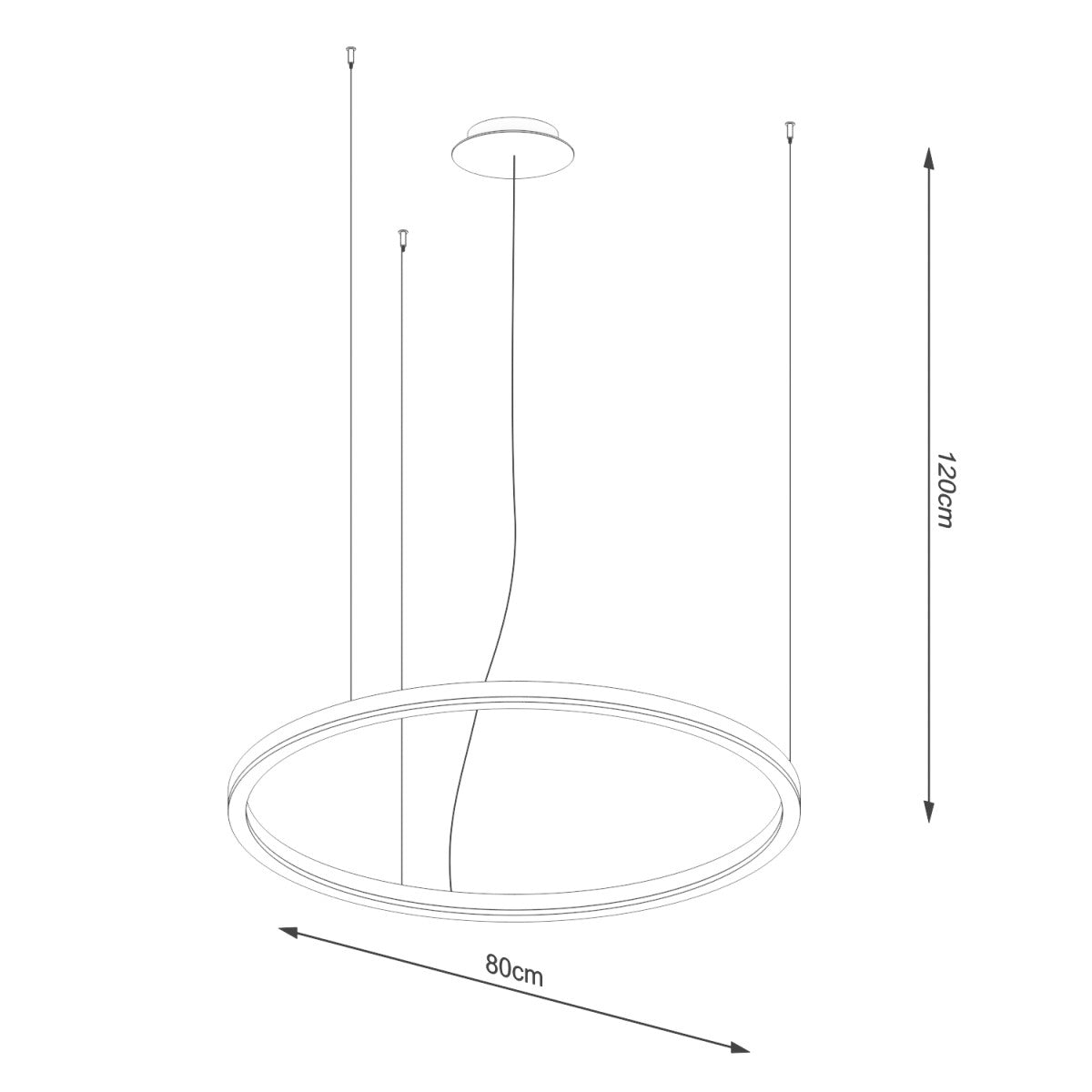 Ring Lumineux 80 schwarzer LED-Kronleuchter 3000K