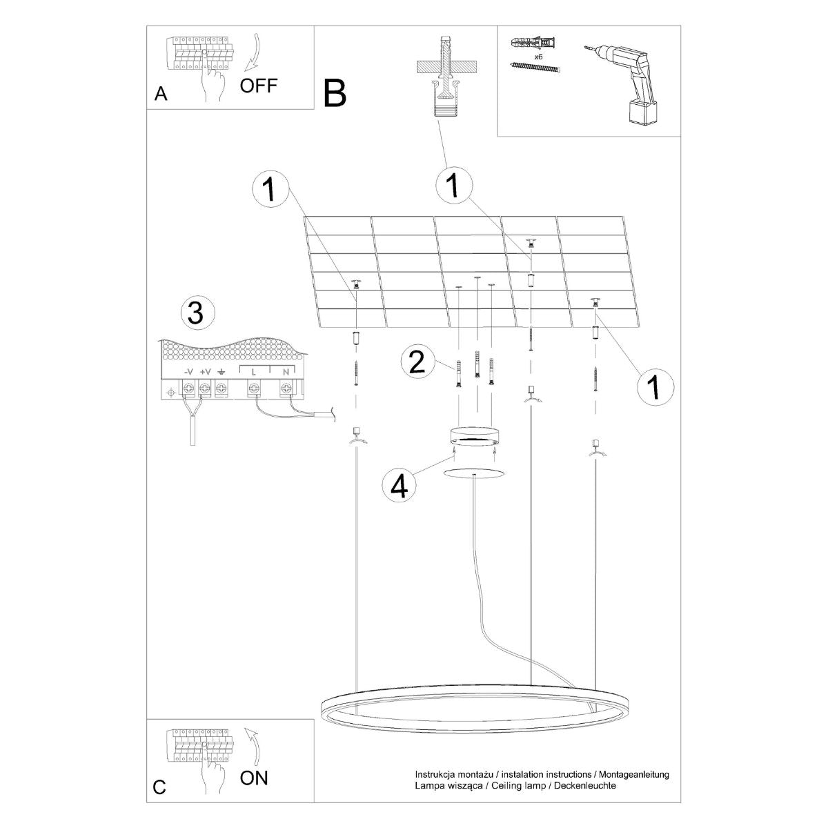 Ring Lumineux 80 black LED 3000K chandelier