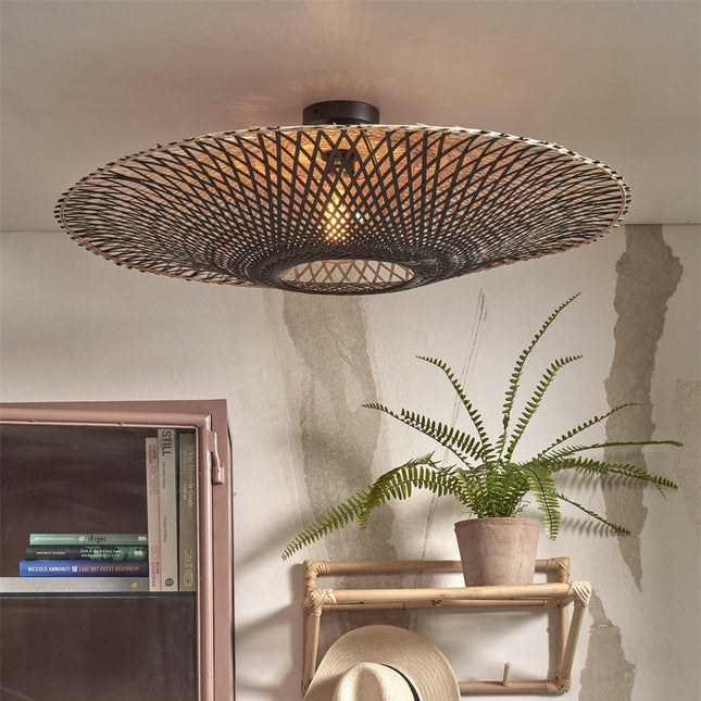 Plafonnier Kalimantan Bambou Noir et Naturel 87 cm