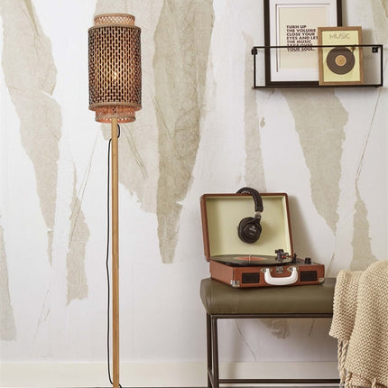 Lampadaire Bhutan Bambou Naturel et Noir 145 cm