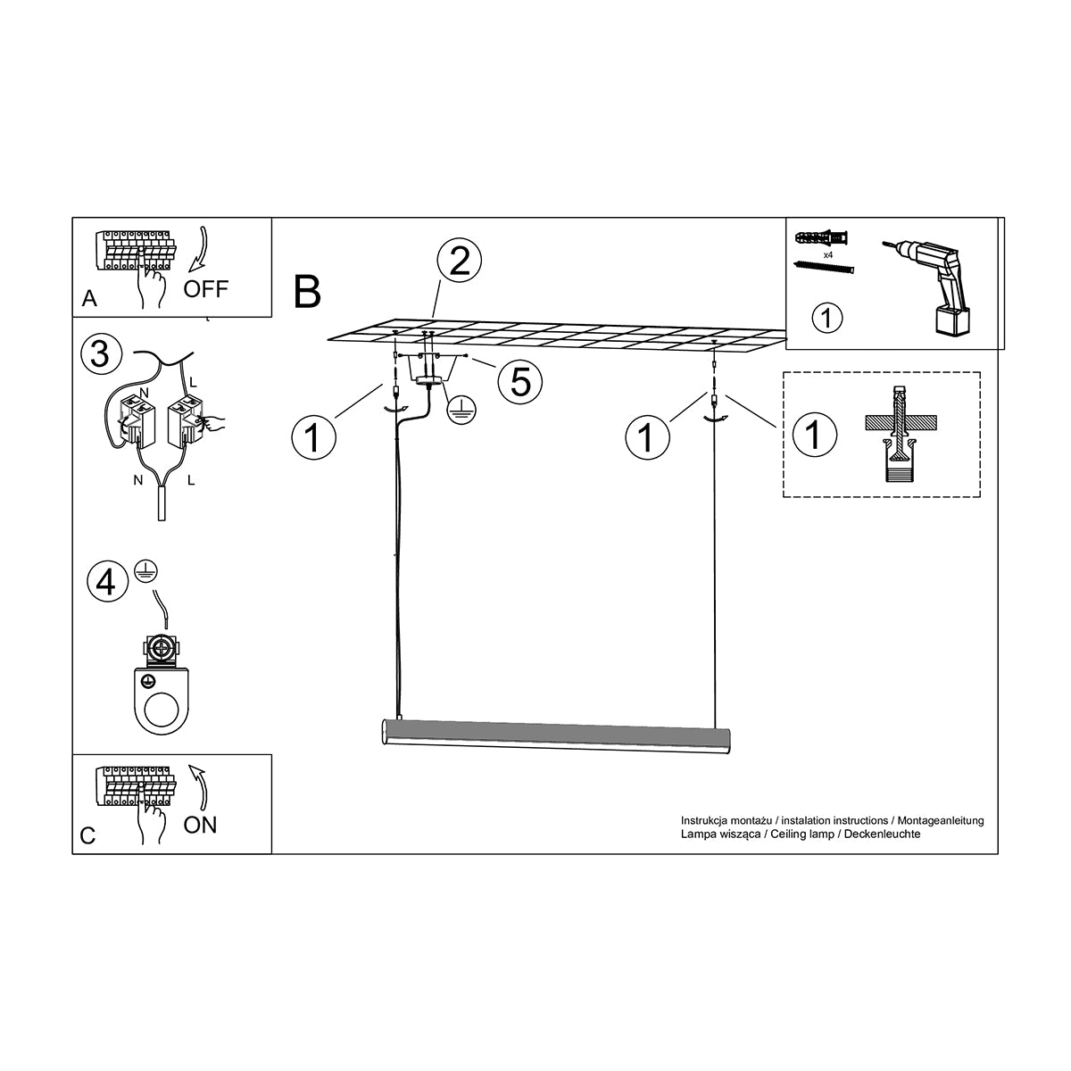 Regular Hanging Bar Gold LED 3000K