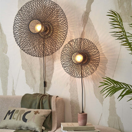Cango Bamboo Wall Light Black 40x20 cm