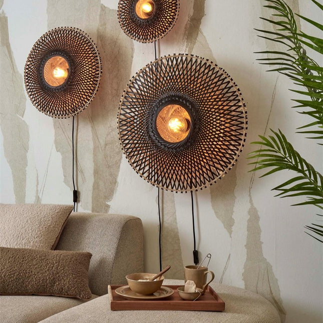 Kalimantan Bamboo Wall Light Black and Natural 44 cm