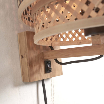 Bhutan Wall Light Natural and Black Bamboo 25x20 cm