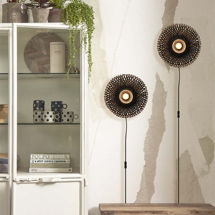 Kalimantan Bamboo Wall Light Black and Natural L