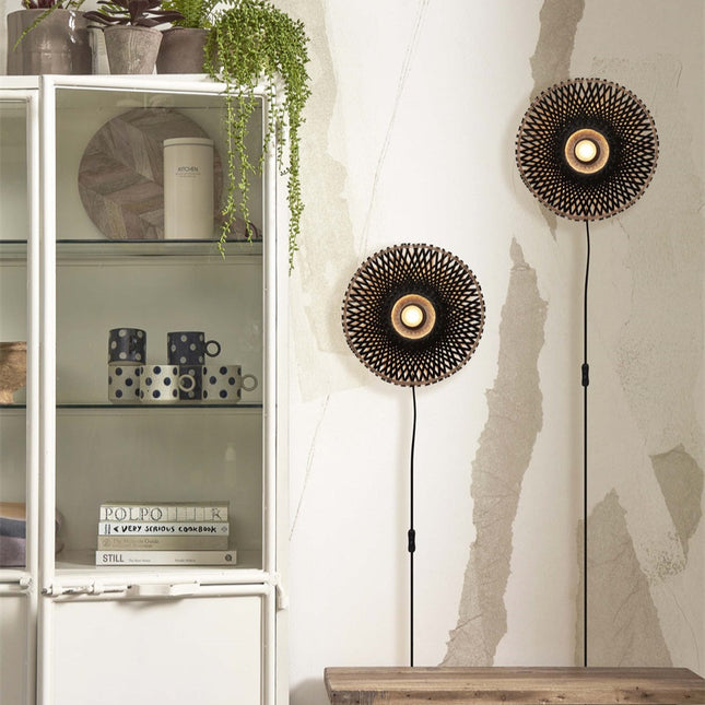 Kalimantan Bamboo Wall Light Black and Natural L