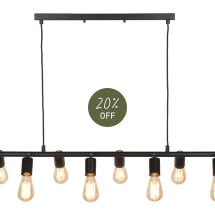 Lustre Miami 8 Bras Fer Noir 105 cm
