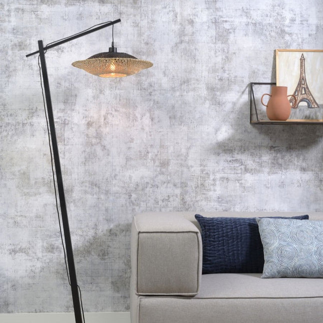 Lampadaire Kalimantan Bambou Naturel et Noir 176 cm