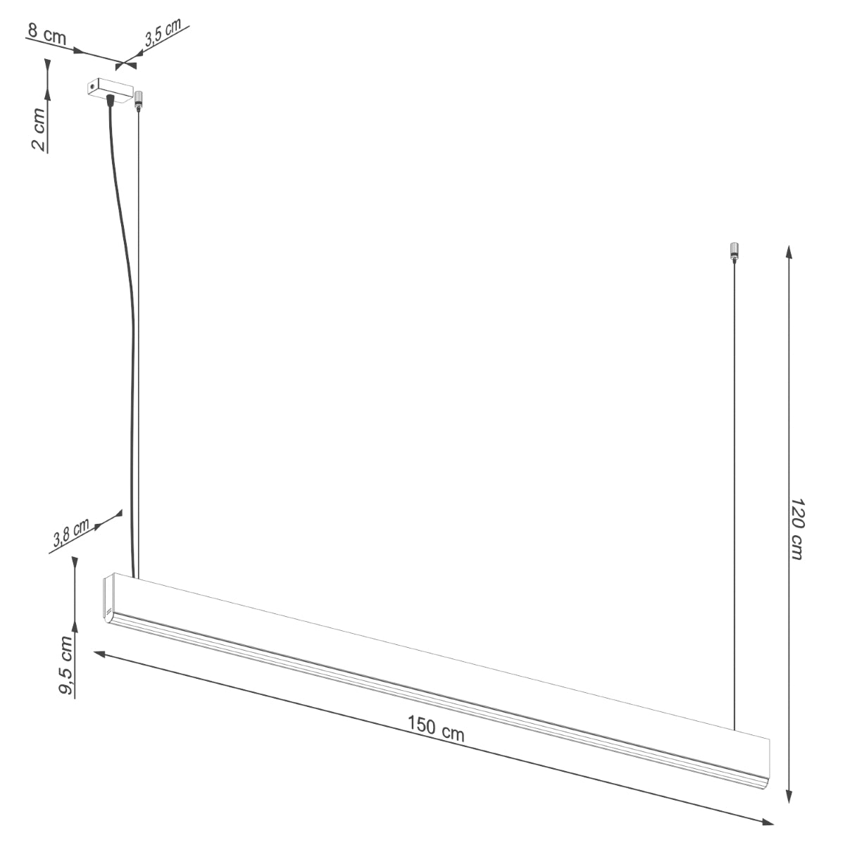 Vertikale Pendelleuchte Eichenholz 150 LED 3000K