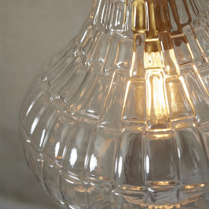 Suspension Venice Goutte Verre Transparent & Doré 24 cm