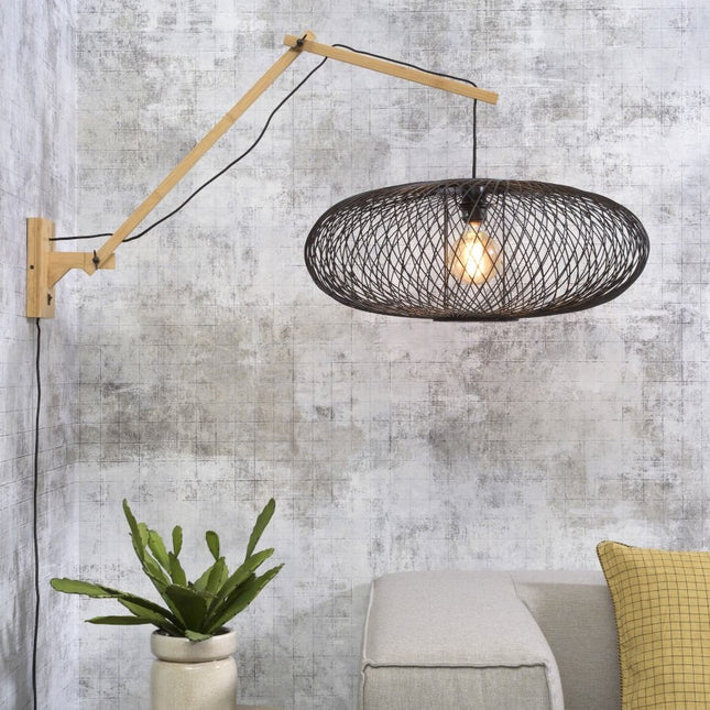 Cango Bamboo Wall Light Black and Natural 60x25 cm L