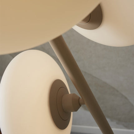 Lampadaire Sapporo 3 Disques Verre Blanc et Sable 161 cm