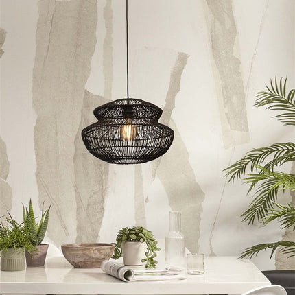 Zanzibar Rattan Pendelleuchte Schwarz 40 cm