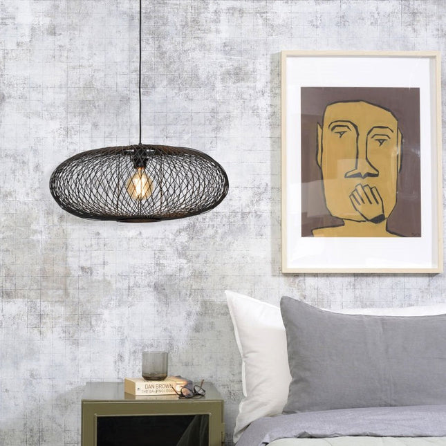 Cango Ellipse Bambus Schwarz Pendelleuchte L