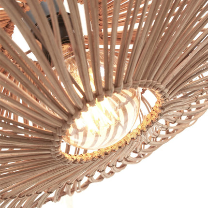 Flache Deckenleuchte Zanzibar, natürliches Rattan, 55 cm
