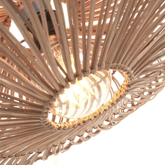 Flache Deckenleuchte Zanzibar, natürliches Rattan, 55 cm