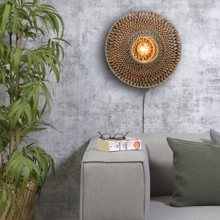 Bali Bamboo Wall Light Black and Natural 44 cm