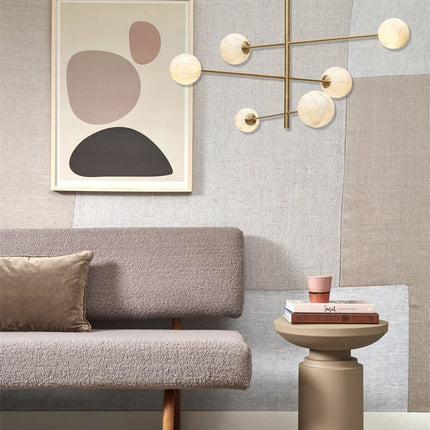 Suspension Carrara 6 Globes Marbre & Or
