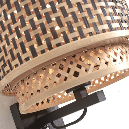 Bhutan Bamboo Wall Light Black and Natural 25x20 cm