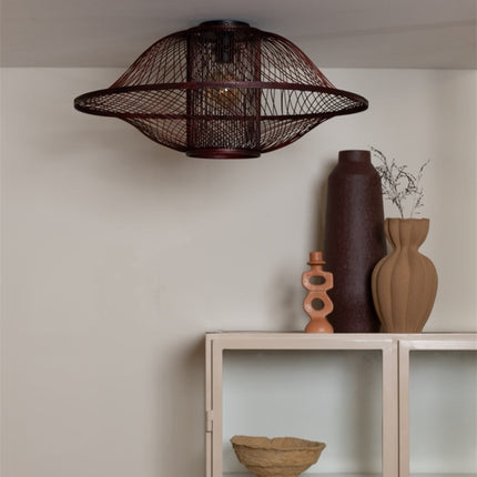 Maui Bambus Pendelleuchte Bordeaux 70 cm