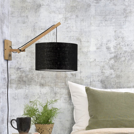 Andes Natural Bamboo and Black Linen Wall Sconce