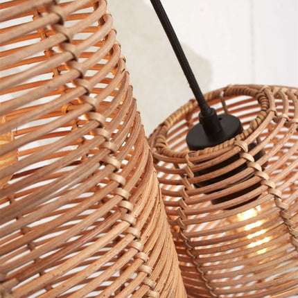 Tanami Pendelleuchte aus natürlichem Rattan, 3 Röhren, 50 cm
