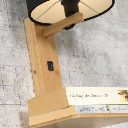Andes Natural Bamboo and Black Ecolin Wall Light 36 cm