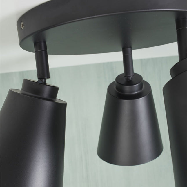 Plafonnier Bremen 3 Abat-Jour Fer Noir 30 cm