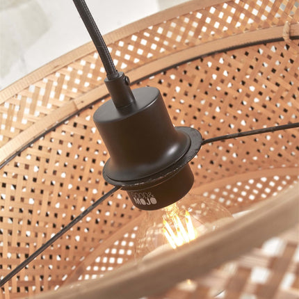 Bhutan Bambus Stehlampe Schwarz und Natur 150 cm