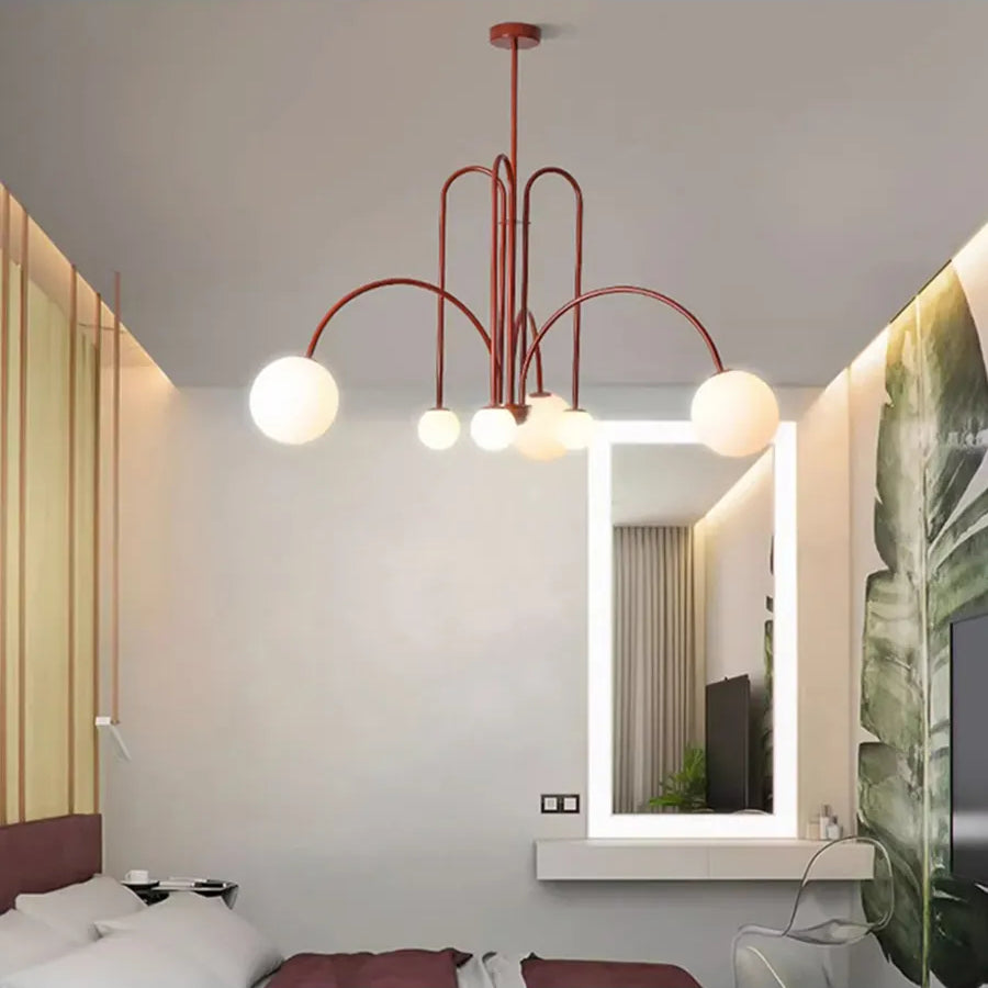 Nordic Colorful Spherical Geometric Chandelier