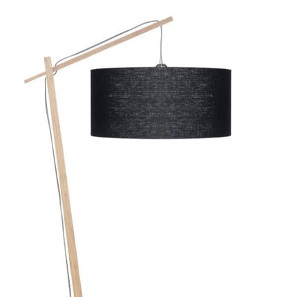 Lampadaire Andes Bambou Abat-jour Lin Noir 176 cm
