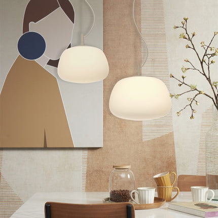 Suspension Sapporo Verre Blanc & Métal Sable – Ø34 cm