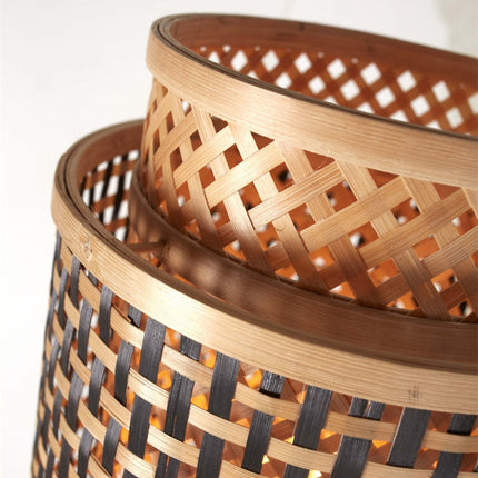 Lampadaire Bhutan Bambou Noir et Naturel 145 cm