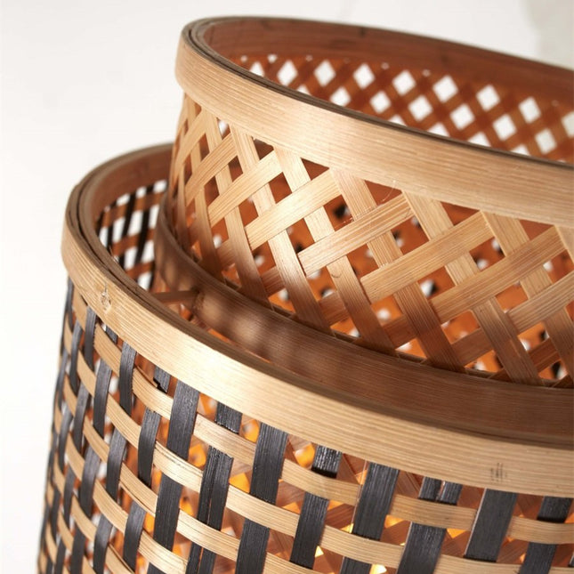 Bhutan Bambus Stehlampe Schwarz und Natur 145 cm