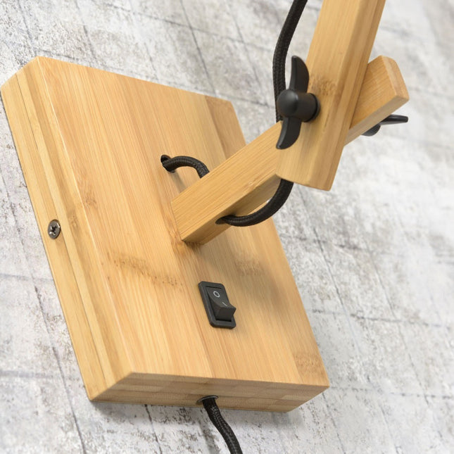 Andes Natural Bamboo and Black Linen Wall Sconce