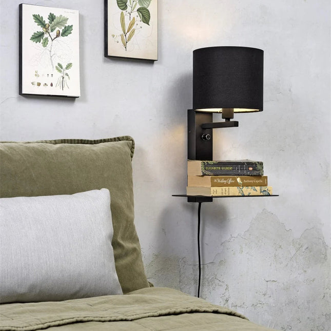 Florence Wandleuchte mit USB und Ablage