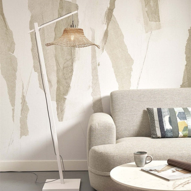 Ibiza Bambus Stehlampe Weiß und Natur 150 cm