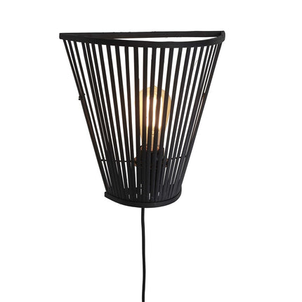 Merapi Bamboo Wall Light Black 30 cm 