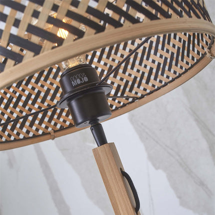 Lampadaire Java Droit Bambou Naturel et Noir 128 cm