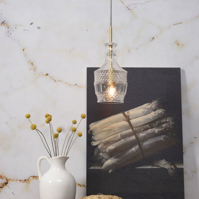 Brussels Pendelleuchte Transparentes Glas Gerade Gold