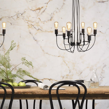 Lustre Seattle 6 Bras Fer Noir 55 cm