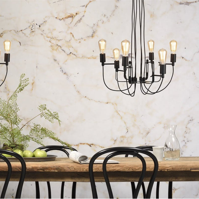 Lustre Seattle 6 Bras Fer Noir 55 cm