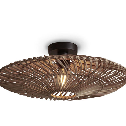 Flache Deckenleuchte Zanzibar, natürliches Rattan, 55 cm