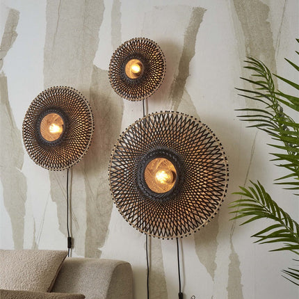 Kalimantan Bamboo Wall Light Black and Natural L