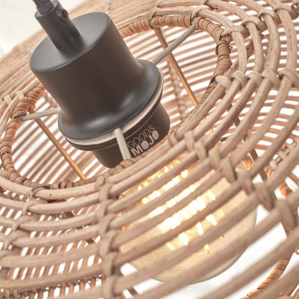 Lampadaire Tanami Disque Rotin et Bambou Naturel 150 cm