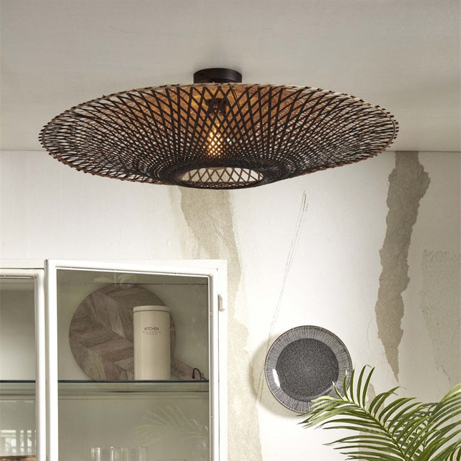 Plafonnier Kalimantan Bambou Noir et Naturel 87 cm