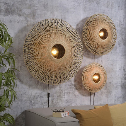 Kalimantan Bamboo Wall Light Black and Natural L